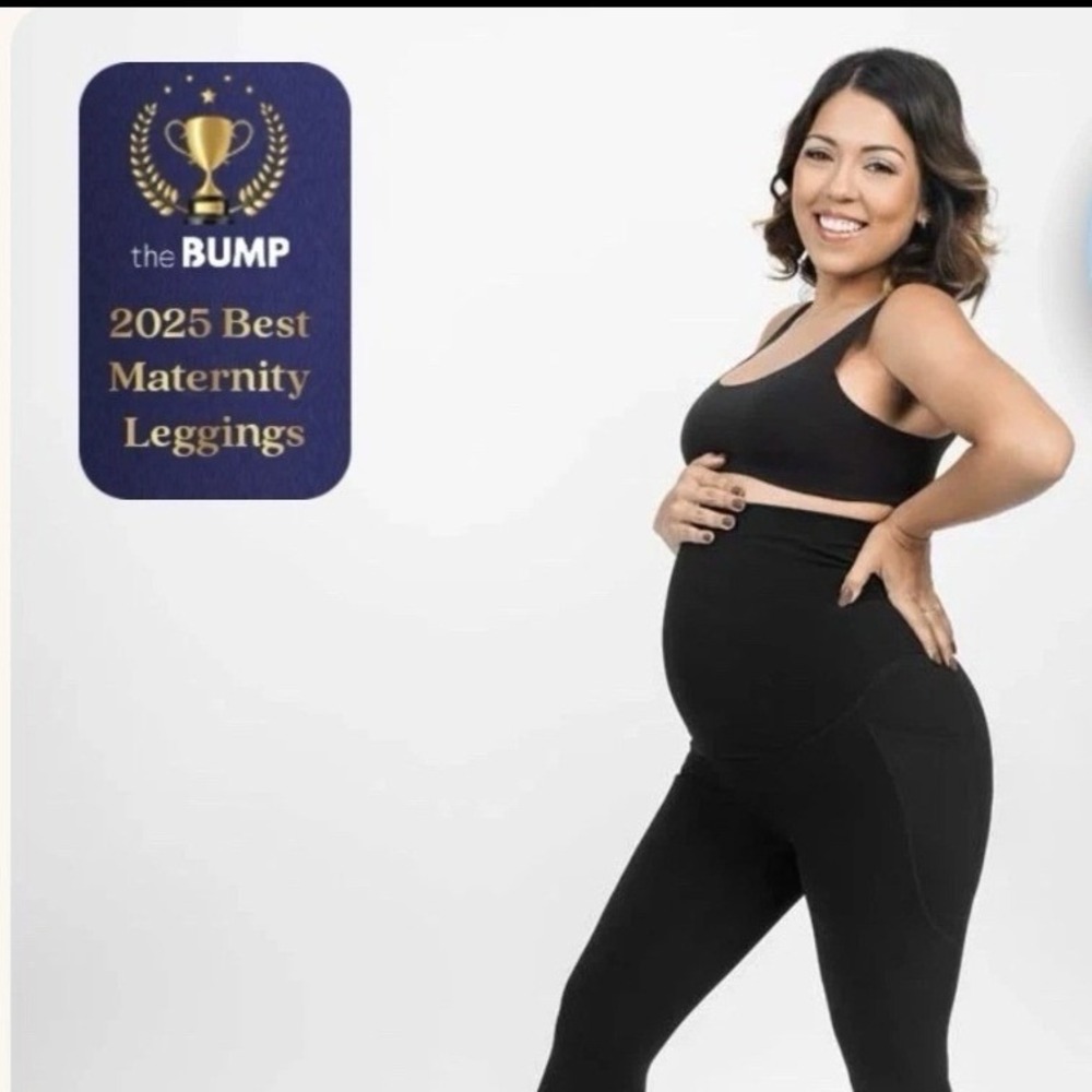 Babybub Maternity Leggings Women XS Black Pockets High Waist Over Belly